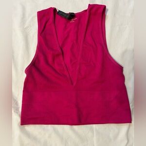 Pink crop tank v neck - urban outfitters
